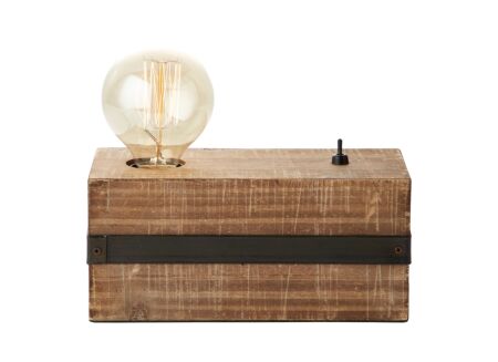 Tafellamp Woodhill E27 H12cm hout massief bruin