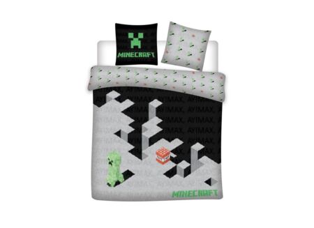 Dekbedovertrek Minecraft 240x220cm - polyester/katoen - grijs