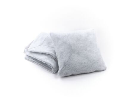 Plaid met kussen set 125x150cm/45x45cm - polyester - staalgrijs
