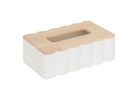 Tissuebox Cheri 24x15x9cm - MDF - wit & naturel
