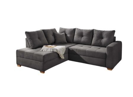 Hoeksalon Heidelberg 228x199cm - stof - grijs met bedfunctie/relax en opbergruimte