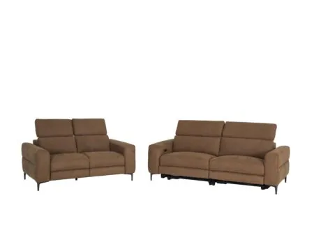 Plus Important - Canapé Blake 3+2 places - tissu - cognac avec relax