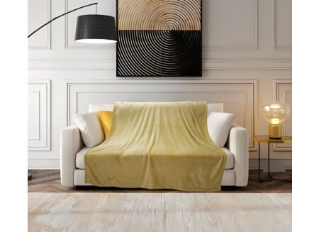 Plaid 200x150cm microvezel geel