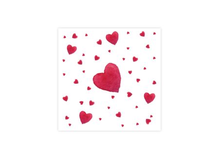 Serviette Love Splash 33x33cm - papier - rood & wit - 20 stuks