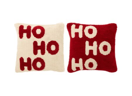 Kussen Hohoho 45x45cm - stof - rood & beige Kussen Hohoho 45x45cm - stof - rood & beige