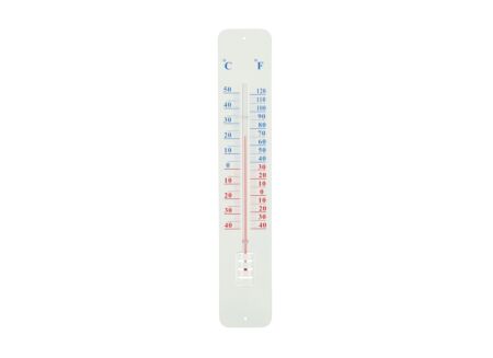 Buitenthermometer H45cm - staal - wit