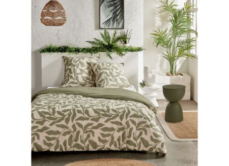 Dekbedovertrek Sunshine  220x240cm - katoen - groen & wit