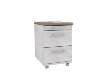 Ladeblok Duro met slot 42x53x61cm - meubelplaat - pine white/antique oak