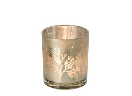 Kaarsenhouder Bos H10cm - glas - taupe