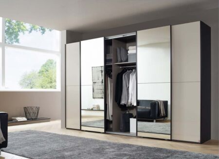 Schuifdeurkast Select 301cm - decor - grafiet & champagne