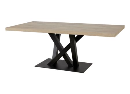 Tafel Sacha 230x100cm - melamine & metaal - canyon oak & zwart