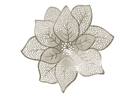 Placemat Bloem Ø44cm - kunststof - goud