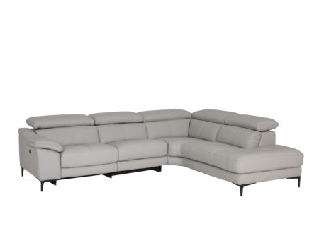 Hoeksalon Sun 298x238cm - leder - grijs met relax