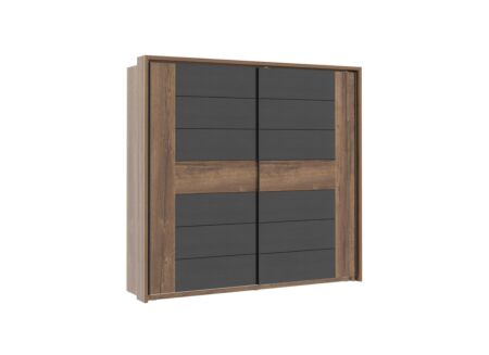 Schuifdeurkast 231cm - decor - bruin/zwart