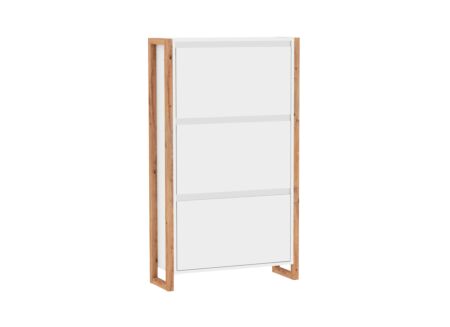 Schoenenkast Denver 70x25x125cm - decor - wit & artisanale eik
