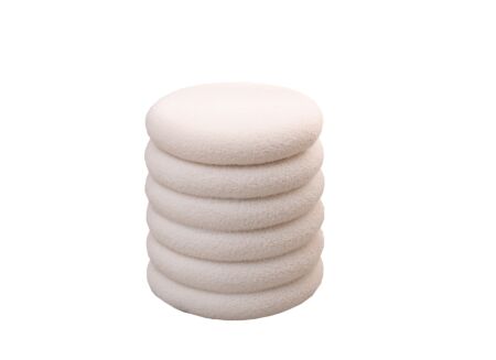 Poef Opio Ø38cm - bouclé - wit met opbergruimte