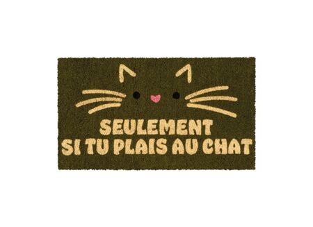 Deurmat Si tu plais au chat 70x40cm - kokos & PVC - multicolor
