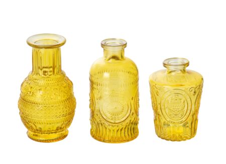 Vaas Soliflore set van 3 - glas - geel