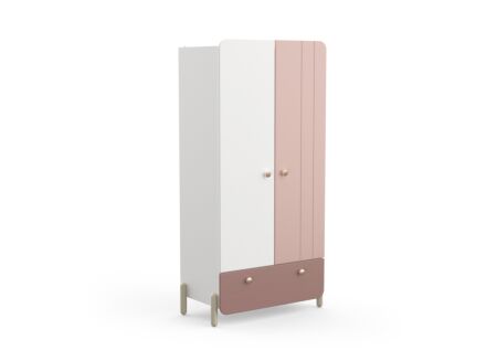Kleerkast Jade 95cm - decor - mat roze/mat wit