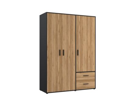 Kleerkast Mokkaro 145cm - decor - zwart/kastanje eik