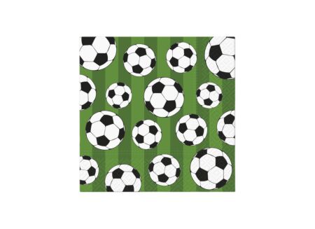 Serviette Soccer bal 33x33cm - papier - multicolor - 20 stuks