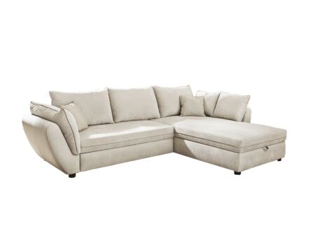 Hoeksalon Jerez 303x205cm - stof - beige met bedfunctie en opbergruimte