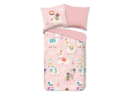 Dekbedovertrek Ladida 140x220cm - flanel - roze