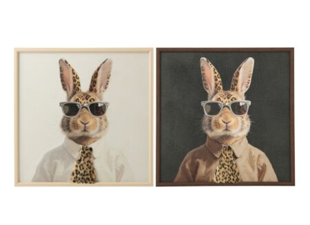 Schilderij Konijn 60x60cm - MDF & canvas - multicolor