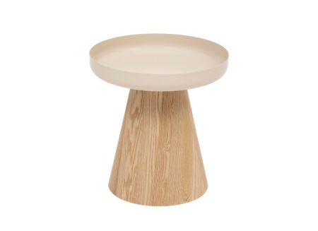 Bijzettafel Hercyna Ø40 - staal & MDF - beige