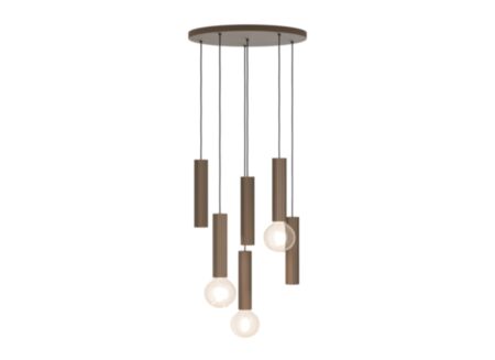 Hanglamp Fariolo Ø48xH118cm 3x40W E27 & 3x7W GU10 - staal - brons