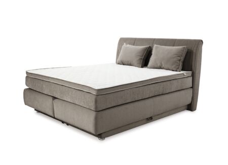 Boxspring Caren Max 160x200cm - stof - taupe met opbergruimte