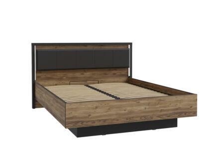 Bed Hayato 160x200cm - decor - bruin & zwart met opbergruimte