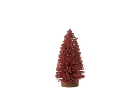 Kerstdecoratie Kerstboom met bessen H14cm - kunststof - rood