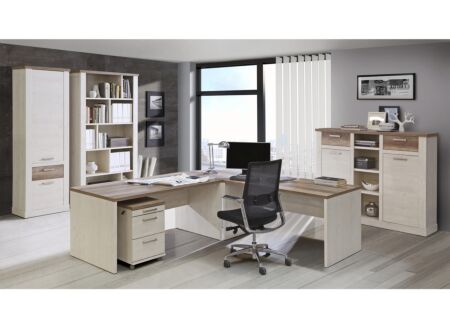 Kantoor Duro 7-delig - meubelplaat - pine white/antique oak