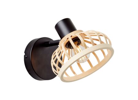 Wandlamp Norah zwart naturel 40W E27