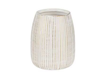 Tandenborstelhouder Pascoli  Ø9cm - keramiek - wit & goud