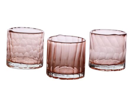 Theelichthouder Cassis Ø7x7cm - glas - roze