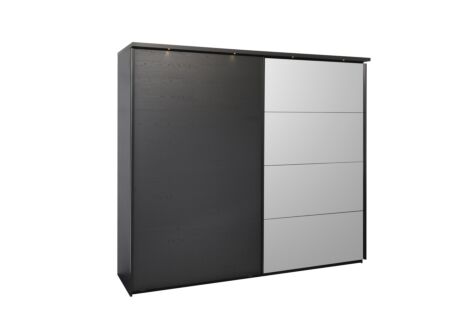 Schuifdeurkast Rosie 245cm - melamine - zwart