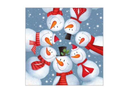 Serviette Snowmen Circle 25x25cm - papier - multicolor - 20 stuks