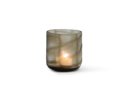 Theelichthouder Ø12x13cm - glas - smoke clear