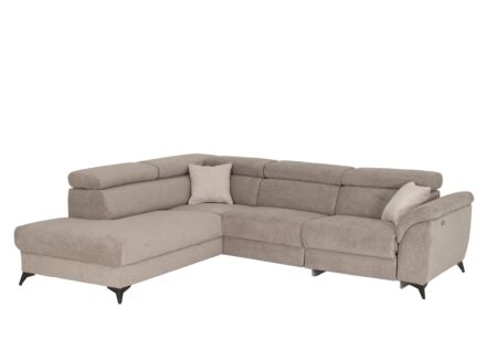 Hoeksalon Boca 284x234cm - stof - grijs beige met relax