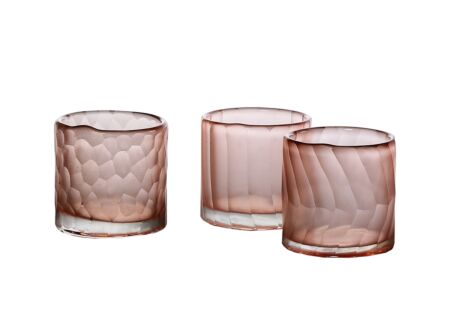 Theelichthouder Cassis Ø7x7cm - glas - roze