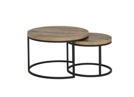 Plus Important - Table d'appoint SL2303  Ø76xH45,5cm/Ø56xH38,5cm - métal/décor - tropix lot de 2