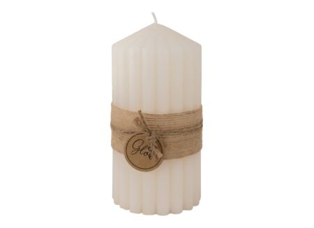 Kaars Ribble Ø7x14cm - paraffine - crème
