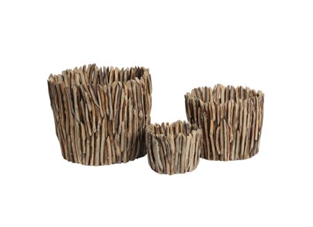 Bloempot Lagoon Ø32xH30cm - teak - naturel
