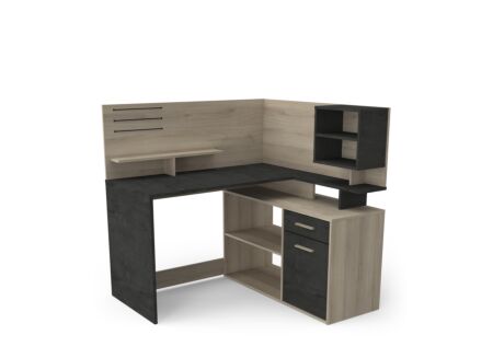 Hoekbureau Malicia 122x116x120cm - meubelplaat - zwart/eik