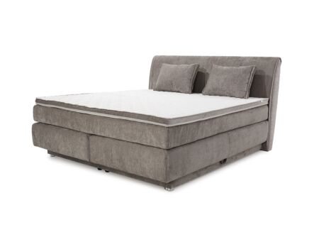 Boxspring Caren Normal 180x200cm - stof - taupe met opbergruimte
