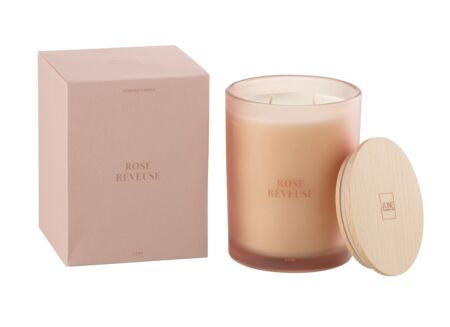 Geurkaars Rose Reveuse Ø10,5x14cm - glas/paraffine - roze