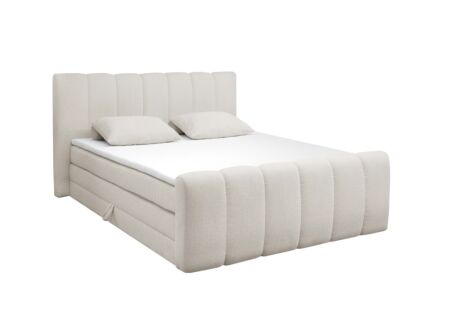 Boxspring Chuck 160x200cm - stof - ivoor met opbergruimte
