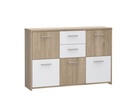 Kast Best Chest 114x30x78cm - meubelplaat - sonoma eik/wit